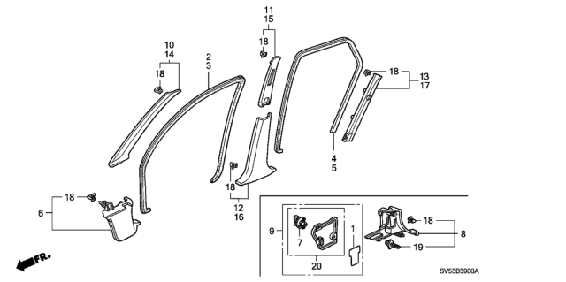 1996 Honda Accord Pillar Garnish Diagram