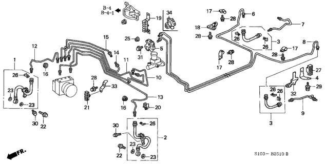 1997 Honda CR-V Pipe X, Brake Diagram for 46377-S10-A01