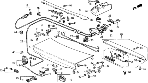 1988 Honda Prelude Cover, Trunk Cylinder Diagram for 74855-SF1-000