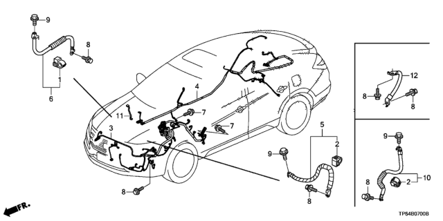 2015 Honda Crosstour Wire Harness, R. Side Diagram for 32140-TP6-A30