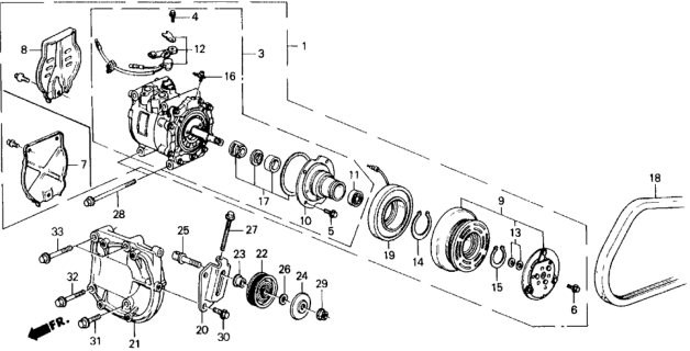 1988 Honda Civic A/C Compressor (Sanden) Diagram