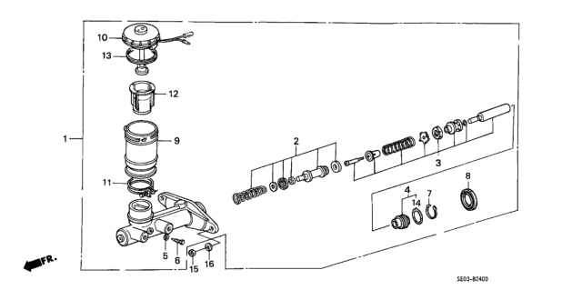 1988 Honda Accord Master Cylinder Assembly Diagram for 46100-SH3-932
