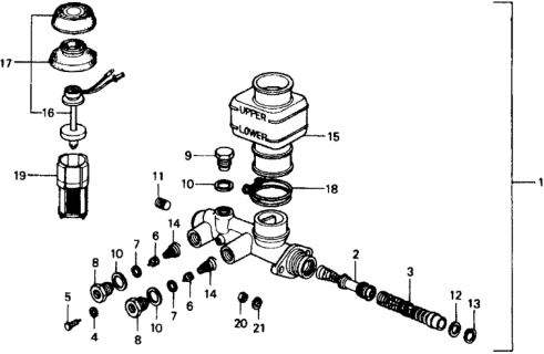 1979 Honda Civic Master Cylinder Assembly Diagram for 46100-663-673