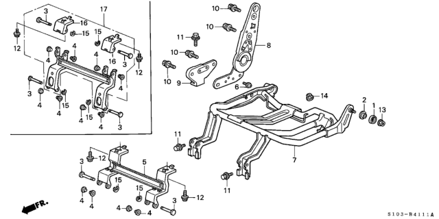 1998 Honda CR-V Rear Seat Components (Passenger Side) Diagram