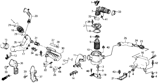 1991 Honda Prelude Tube, Air In. Connecting Diagram for 17249-PK2-A00