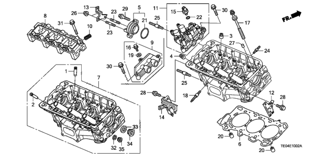 2008 Honda Accord Rear Cylinder Head (V6) Diagram