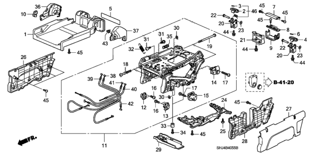 2007 Honda Odyssey Middle Seat Components (Center) Diagram
