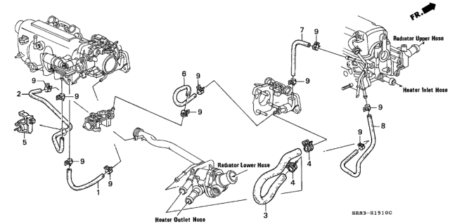 1993 Honda Civic Water Hose Diagram