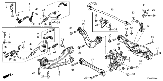 2021 Honda Civic Link Complete, Rear Stabilizer Diagram for 52320-TGH-A01
