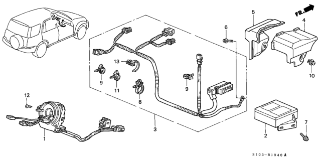 1997 Honda CR-V Wire Harness, SRS Main Diagram for 77961-S10-A80