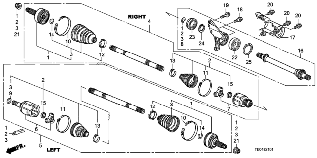 2008 Honda Accord Joint Set, Inboard Diagram for 44310-TE1-305