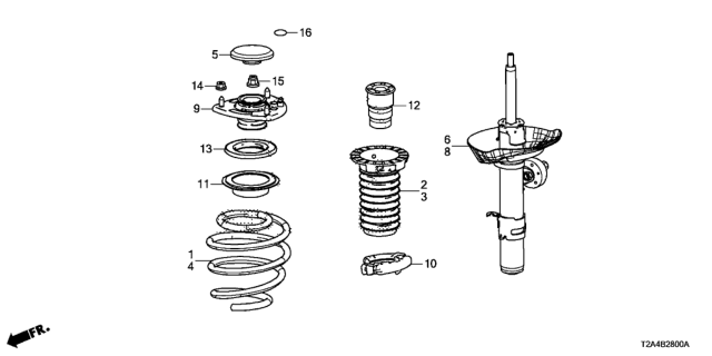 2016 Honda Accord Spring, Left Front Diagram for 51406-T2A-A11