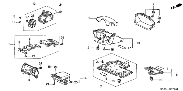 2003 Honda Civic Instrument Panel Garnish (Driver Side) Diagram