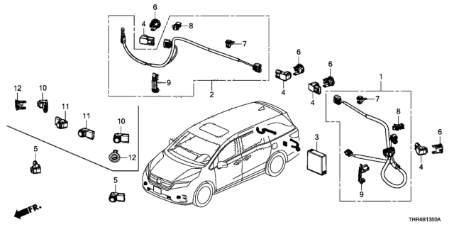 2022 Honda Odyssey Sensor Assembly, Parking Diagram for 39680-THR-A01
