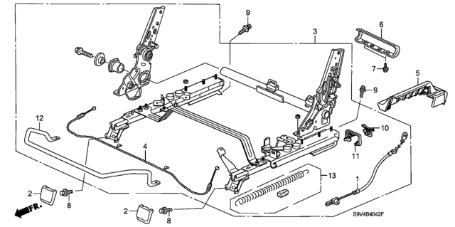 2005 Honda Pilot Middle Seat Components (Driver Side) Diagram