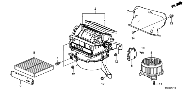 2014 Honda Fit EV Duct, In. Diagram for 79810-TJ5-F01
