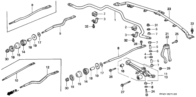 1995 Honda Accord Arm, Left Front (Lower) Diagram for 51365-SV7-A00
