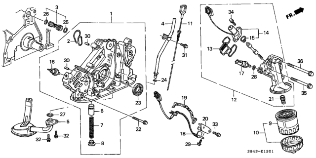 2001 Honda Accord Oil Pump - Oil Strainer (V6) Diagram