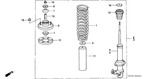 1992 Honda Civic Shock Absorber Assembly, Right Front Diagram for 51601-SR0-A41