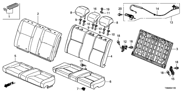 2014 Honda Civic Frame, RR. Seat-Back Diagram for 82126-TS8-A01