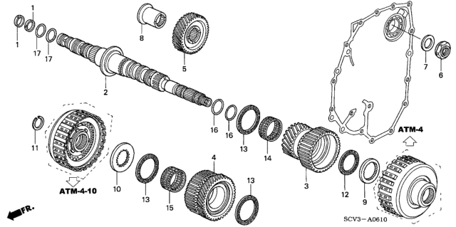 2005 Honda Element Gear, Secondary Shaft Low Diagram for 23411-PPV-900