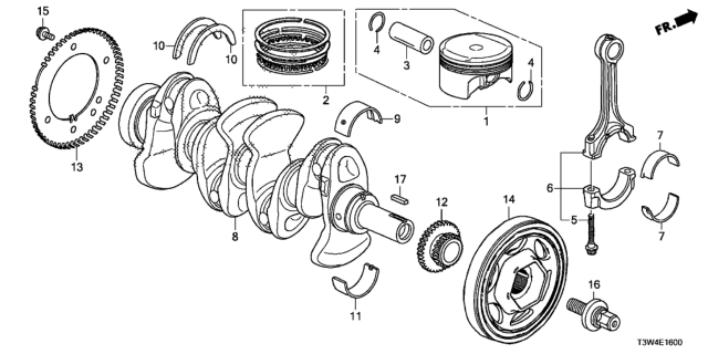 2015 Honda Accord Hybrid Ring Set, Piston (Std) (Riken) Diagram for 13011-5K0-A01