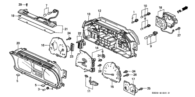 1991 Honda Civic Meter Components Diagram
