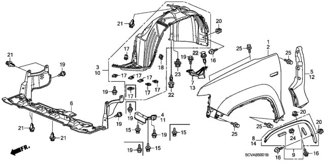 2009 Honda Element Protector, R. FR. Wheel Arch *NH533* (BUMPER DARK GRAY) Diagram for 74115-SCV-A50ZA