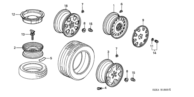 2004 Honda Odyssey Tire (P225/60R16) (98T) (M+S) (Michelin) Diagram for 42751-MIC-074
