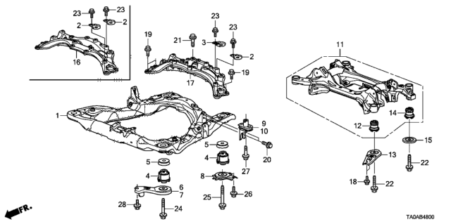 2012 Honda Accord Front Sub Frame - Rear Beam Diagram