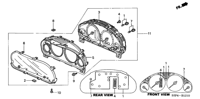 2002 Honda Civic Meter Assembly, Combination Diagram for 78100-S5P-A23
