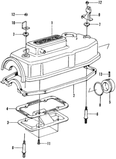 1973 Honda Civic Cover, Cylinder Head Diagram for 12310-634-670