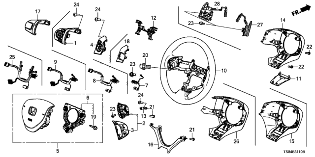 2013 Honda Civic Steering Wheel (SRS) Diagram