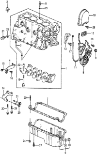 1985 Honda Accord Cylinder Block - Oil Pan Diagram