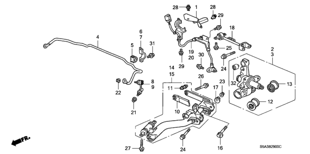 2002 Honda Civic Trailing Arm Right Rear Diagram for 52370-S5A-A23