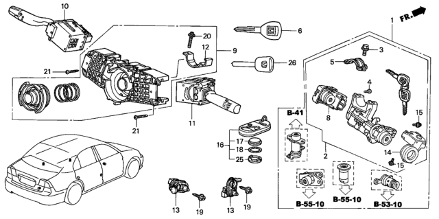 2001 Honda Civic Switch Assembly, Wiper Diagram for 35256-S5A-A01