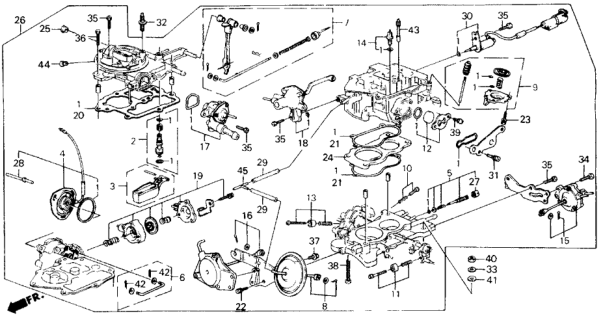 1989 Honda Accord Carburetor Assembly (Ed40A) Diagram for 16100-PH4-673