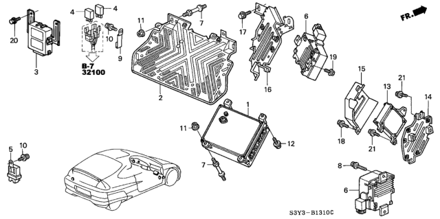 2001 Honda Insight Electronic Control Diagram for 37820-PHM-506