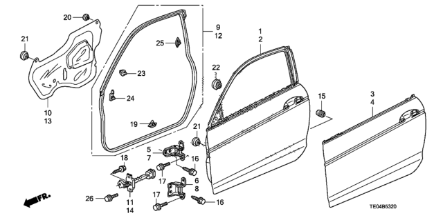 2010 Honda Accord Seal, R. FR. Door Hole Diagram for 72321-TE0-A01