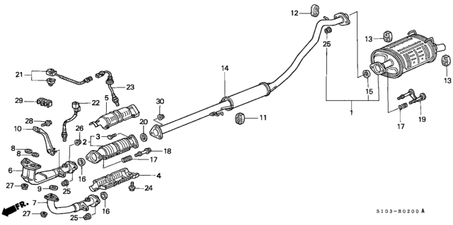 2000 Honda CR-V Pipe B, Exhuast Diagram for 18220-S10-A03