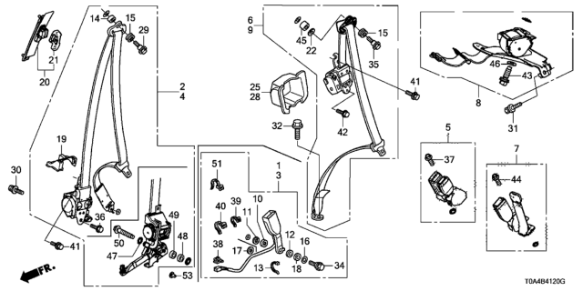 2012 Honda CR-V Tongue Set, Rear Seat Belt Center (Grayge) Diagram for 04827-T0A-A00ZB