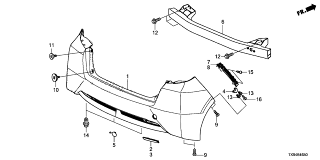 2014 Honda Fit EV Face, Rear Bumper (Dot) Diagram for 04715-TX9-A90ZZ