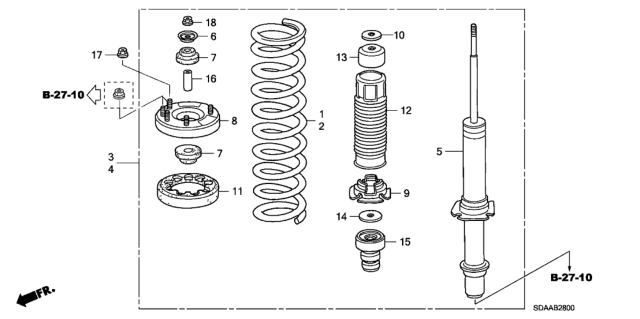 2007 Honda Accord Shock Absorber Assembly, Right Front Diagram for 51601-SDB-A41