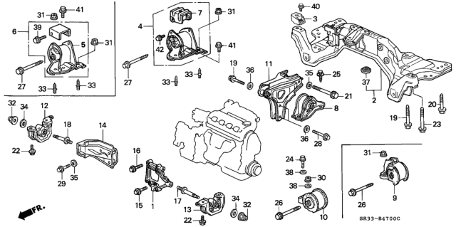 1993 Honda Civic Rubber, Transmission Mounting (MT) Diagram for 50805-SR3-900
