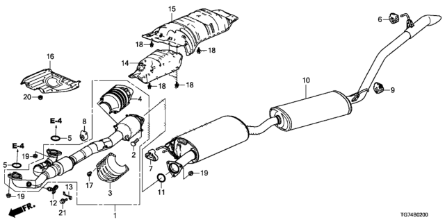 2016 Honda Pilot Exhaust Pipe - Muffler Diagram