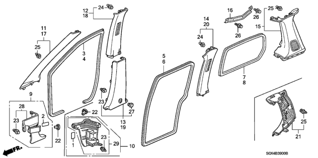 1999 Honda Odyssey Seal, L. FR. Door Opening *YR169L* (MILD BEIGE) Diagram for 72355-S0X-A01ZC