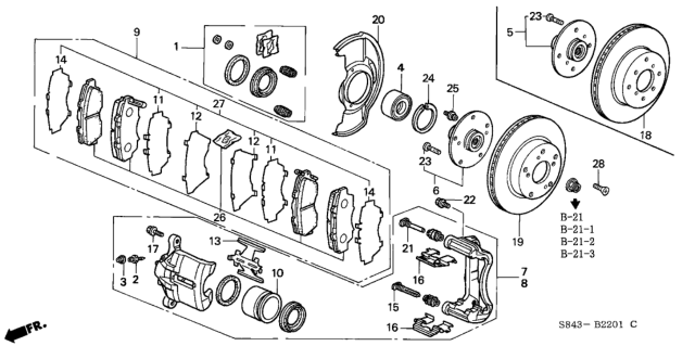 2000 Honda Accord Front Brake Diagram