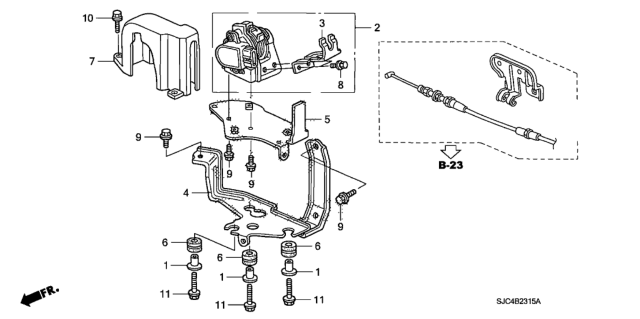 2007 Honda Ridgeline Bracket, Accelerator Pedal Sensor Diagram for 37976-RJE-A00