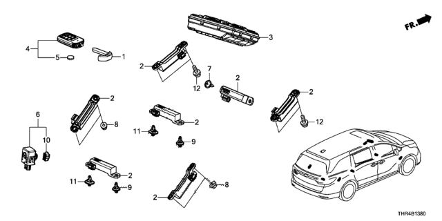 2022 Honda Odyssey Fob Assembly-, Entry Key Diagram for 72147-THR-A41