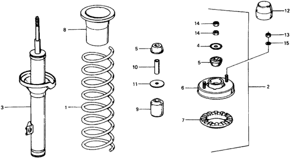 1978 Honda Civic Base, Rear Shock Absorber Mounting Diagram for 52675-657-004